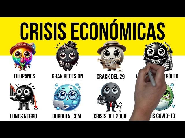 Todas las CRISIS ECONÓMICAS más Importantes de la HISTORIA explicadas en 8 minutos