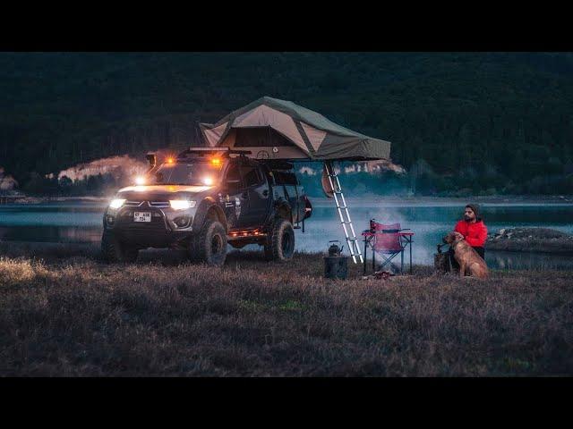 A PEACEFUL CAMP ALONE IN THE FOREST! SPAGHETTI WITH SAUCE, VEHICLE TENT, VIEW, MITSUBISHI L200