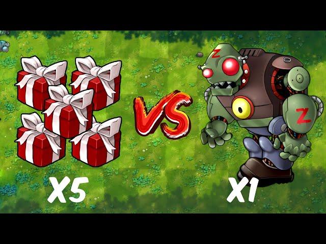 PVZ 1 Fusion Challenge! 5 Fusion Plants Boxes VS 1 Robot Giga Gargantuar - Who Will Win?