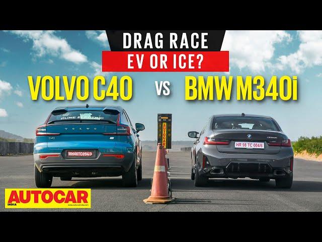 DRAG RACE : BMW M340i vs Volvo C40 - Controlled launch versus launch control | Autocar India