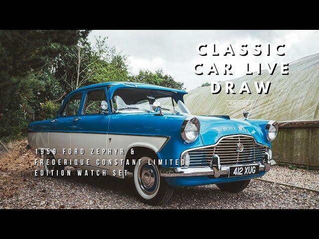 Join Molly for the live draw of our 1959 Ford Zephyr and Limited Edition Riva Watch