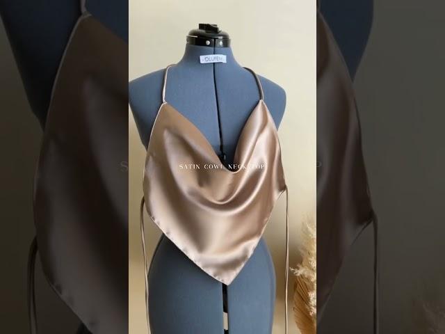 DIY satin cowl neck top- full sewing tutorial on YT page! DIY FASHION. How to sew #sewing #diy #sew