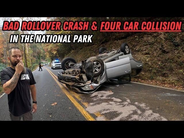 Rollover Crash & Four Car Collision In The National Park | Winching & PD Calls