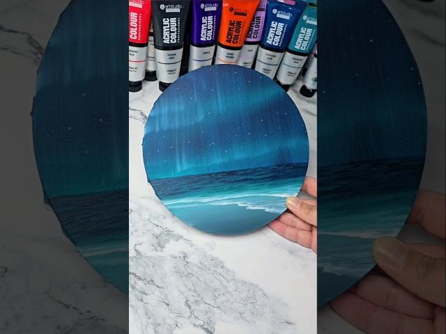 Easy way to paint an aurora sky seascape / acrylic painting ideas for beginners ️