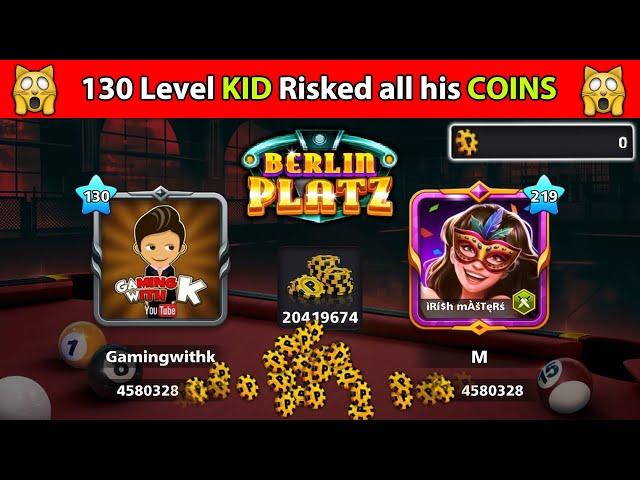 8 Ball Pool - 130 Level KID Risked ALL his 25M COINS in BERLIN - GamingWithK