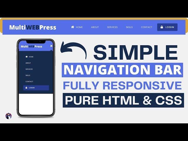 Simple navigation bar in html and css   | Responsive Navigation Menu CSS | MultiWebPress