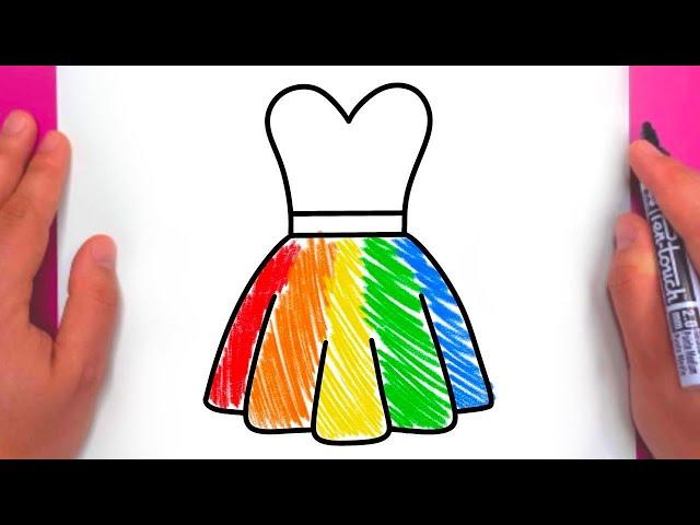 Desenez si Colorez o ROCHIE CURCUBEU Usor de Desenat si Colorat  HOW TO DRAW EASY RAINBOW DRESS