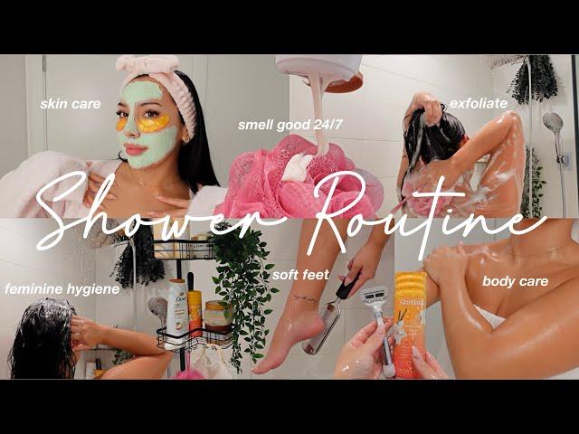 EVERYTHING SHOWER ROUTINE 2024 🫧 smell good ALL DAY, feminine hygiene, self care tips + motivation