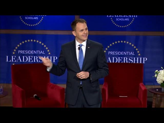 LBJ School's Michael Hole delivers remarks at Presidential Leadership Scholars graduation