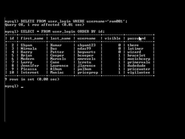 MySQL Tutorial for Beginners - 5 - Deleting Data From a Database