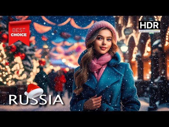 Incredible Festive Illumination in the Center of RUSSIA! Moscow Christmas Walk - 4K HDR