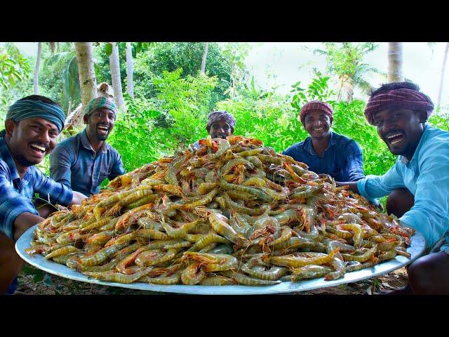 PRAWNS FRY | Crispy Shrimp Fry Recipe Cooking in Village | Tasty Fried Shrimp Seafood Recipe