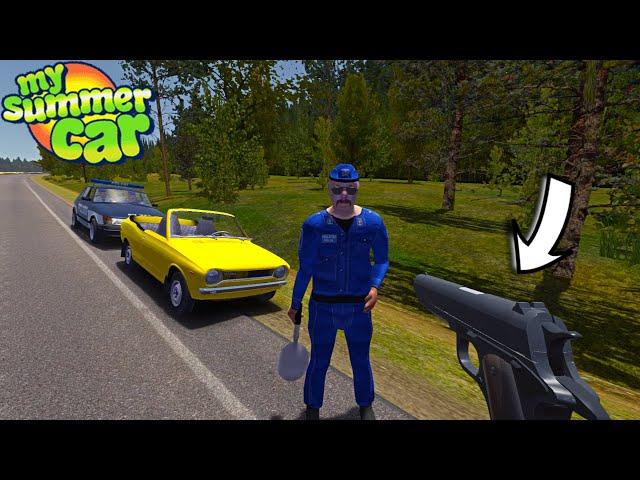 BIG POLICE CHASE IN SATSUMA CABRIO WITH COLT 1911 | My Summer Car