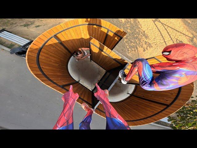 SPIDER-MAN TWINS ESCAPING ANGRY MOM & @upgirl  (Funny ParkourPOV Comedy)