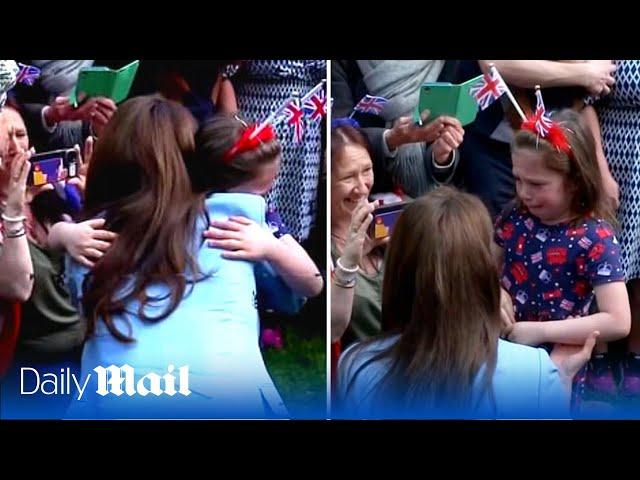 Sweet moment Kate Middleton hugs young royal fan after she stars crying