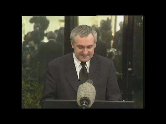 Good Friday Agreement 1998. Bertie Ahern & Tony Blair announce it, 10 April.