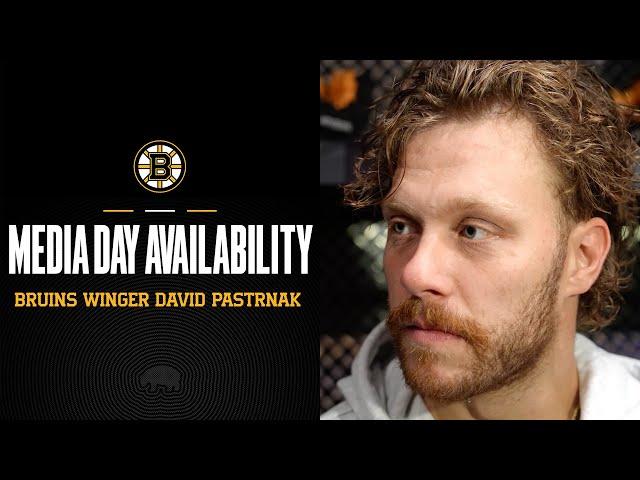 Media Day: David Pastrnak Speaks with Reporters