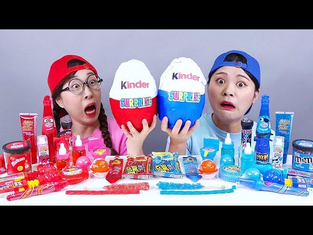 Red VS Blue Color Food Challenge 빨간색 파란색 음식 챌린지 DONA 도나