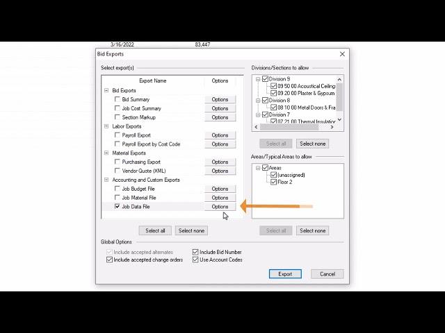 Quick Bid - Bid Exports - Job Data File Export
