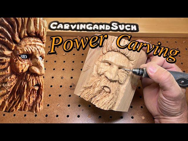 Power Wood Carving Cedar Wooden Face with Kutzall-Foredom-Dremel