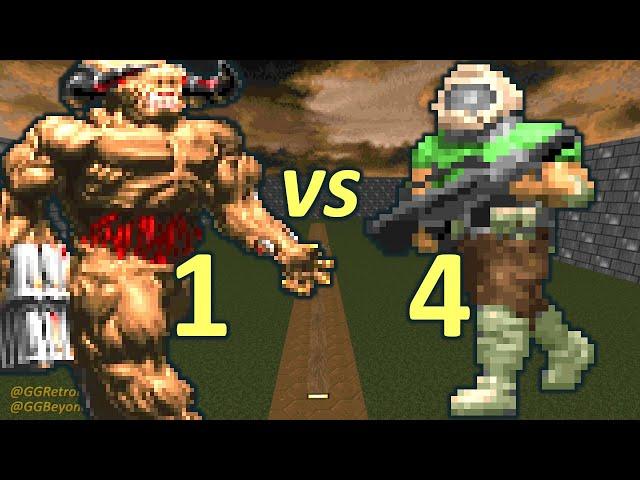 Cyberdemon vs 4 Doomguys - Doom Co-op Simulation - Doom Retro Battles