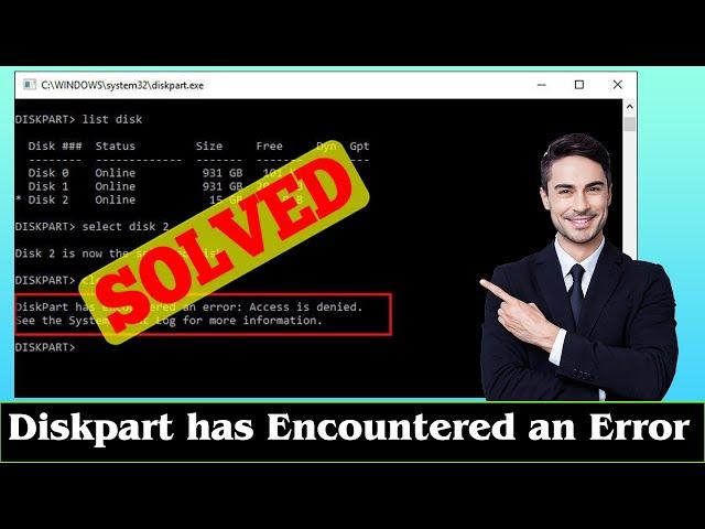 [SOLVED] Diskpart has Encountered an Error Problem Issue (100% Working)