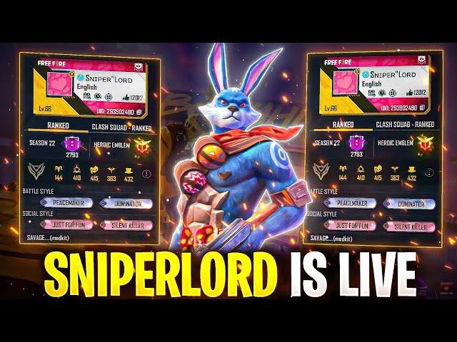 SNIPERLORD IS LIVE  FACECAM AND HANDCAM PLAYING FREE FIRE #raistar #gyangaming #sniperlord #freefire