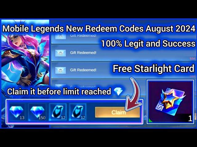 Mobile Legends Redeem Codes August 17, 2024 - MLBB diamonds and random gift redeemed 100% legit free