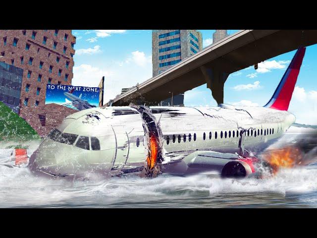 Emergency Landing ON THE RIVER IN THE CITY |  Survival Scenarios Chances | Besiege | Plane crash