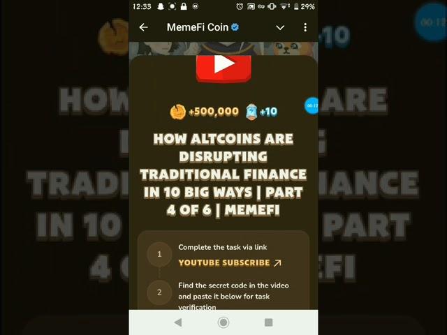 Memefi VEDIO code today. | How ALTCOIN ARE DISRUPTING TEADITIONAL FINANCE IN 10 BIG WAYS? #memefi #