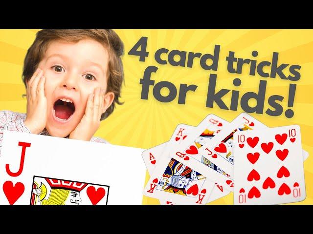 KID CARD TRICKS! 4 Easy Magic Card Tricks for Kids and Beginners #easymagictricks #easycardtricks