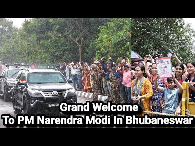 Grand Welcome To PM Narendra Modi In Bhubaneswar