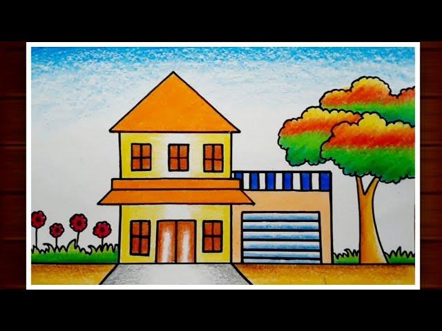 House Drawing || How to Draw House Scenery Step by Step || Easy Scenery Drawing for Beginners..