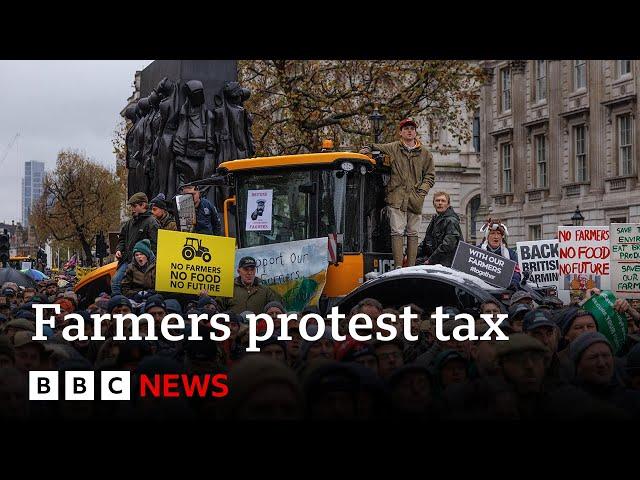 Thousands of UK farmers protest against inheritance tax changes | BBC News