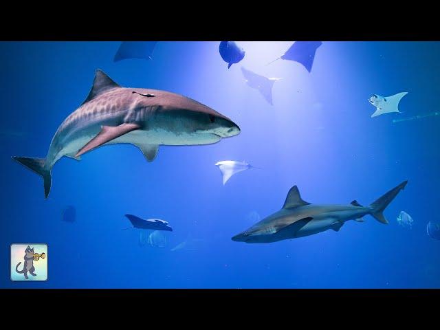 Shark Aquarium! 4K  Relaxing Aquarium Music with Sharks, Manta Rays & Ocean Fish