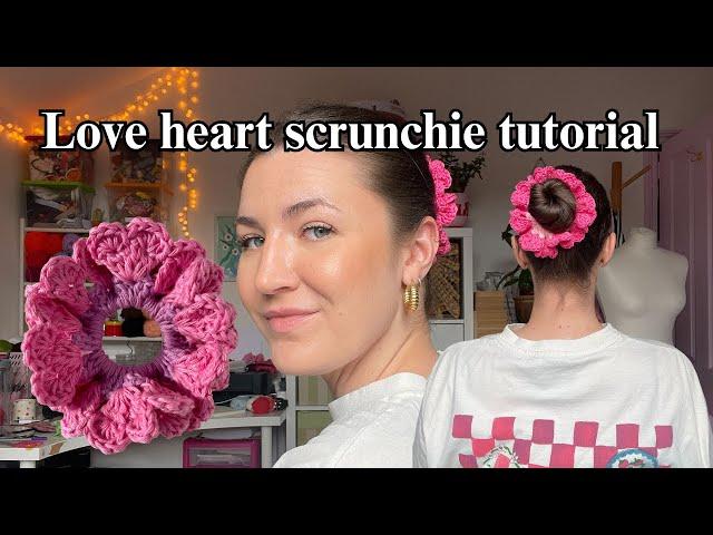 Love heart scrunchie crochet tutorial!