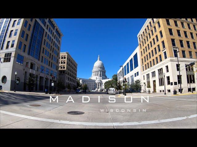 Driving Downtown Madison Wisconsin - 4K City Street View Tour