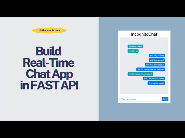 Build Real Time Chat Application in FastAPI from scratch | Fast API Project | Tutorial