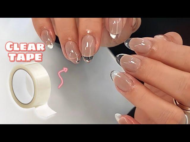 DIY CLEAR TAPE FAKE NAILS | HOW TO MAKE STRONG TAPE NAILS AT HOME 2022