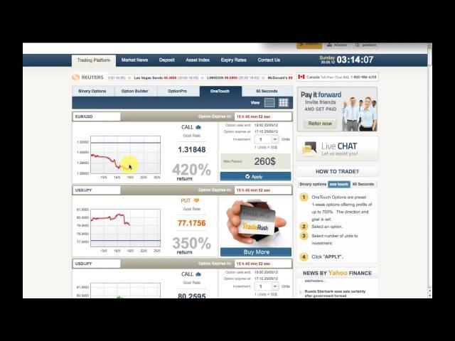 How to execute a Trade Rush OneTouch option trade