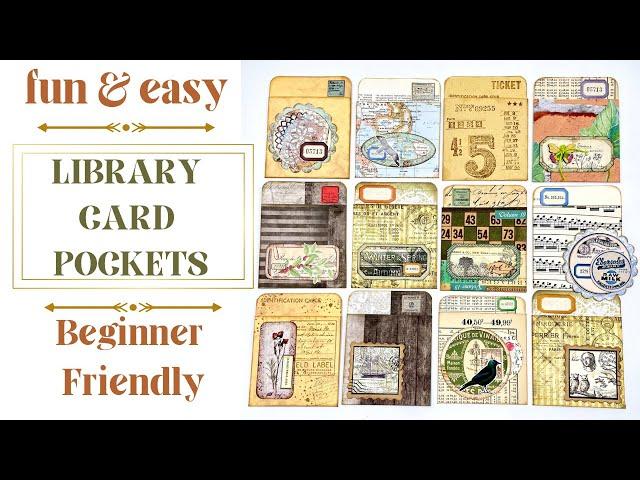 FUN & EASY LIBRARY CARD POCKETS -BEGINNER FRIENDLY- #craftwithme #junkjournalideas