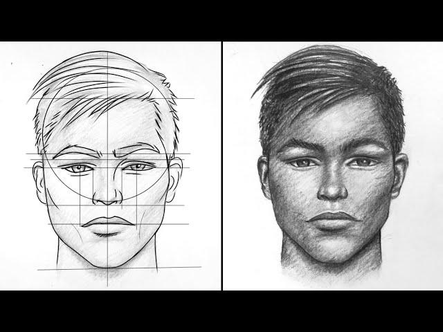 HOW TO DRAW A MALE FACE WITH PENCIL STEP BY STEP