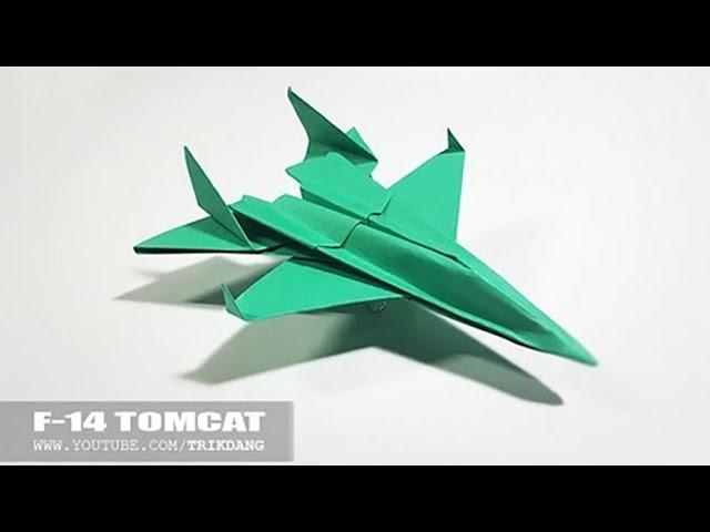 BEST ORIGAMI PAPER JET - How to make a paper airplane model | F-14 Tomcat