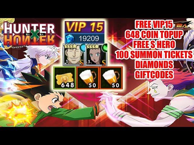 Hunter x Hunter Mobile Gameplay - Free VIP15 & S Hero & 100 Summon & Diamonds & 4 Gift Codes