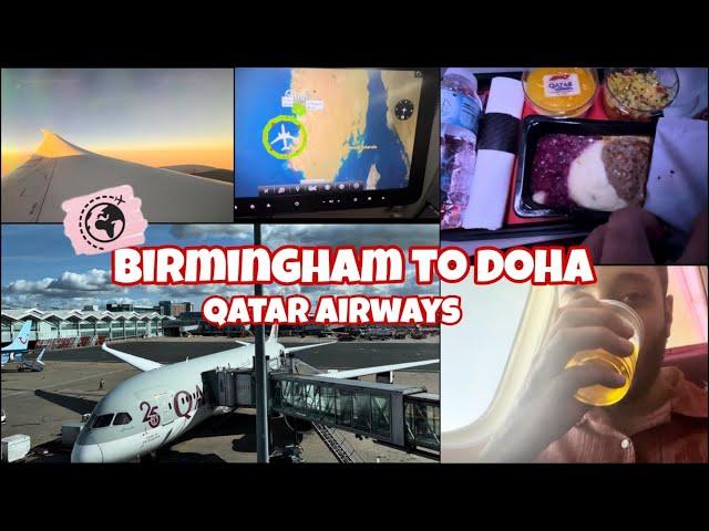 TRIP REPORT | Boeing 787-8 Qatar Airways economy class | Birmingham to Doha | My Travel vlog