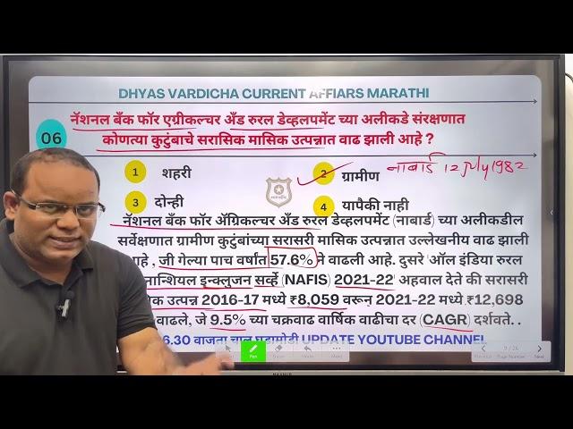 15 OCT 2024 @DHYASVARDICHA दररोज सकाळी 6.30am DAILY Current Affairs - Marathi | दैनिक चालू घडामोडी