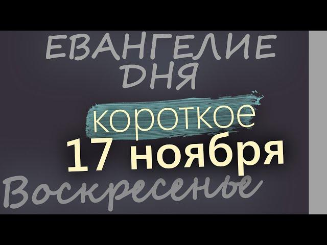 17 ноября, Воскресенье. Евангелие дня 2024 короткое!