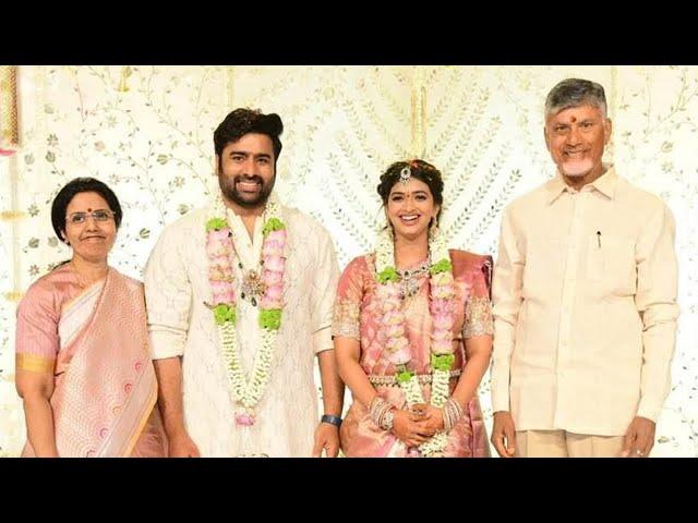 AP CM Chandrababu With His Wife Bhuvaneshwari Attended Nara Rohit and Siri Lella's Engagement | TrT