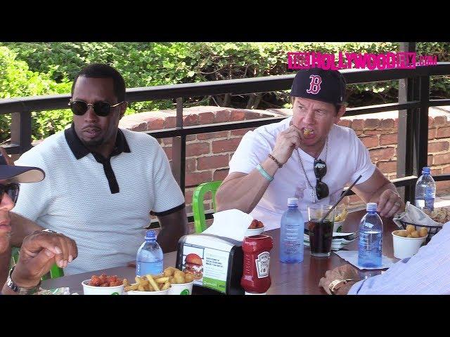 Diddy Takes Over Mark Wahlberg's 'Wahlburgers' Restaurant During Lunch With DJ Khaled 6.13.18