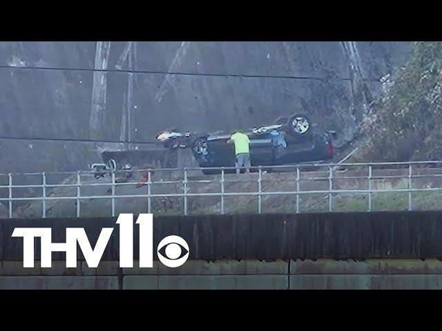 Truck drives off overlook at Arkansas dam